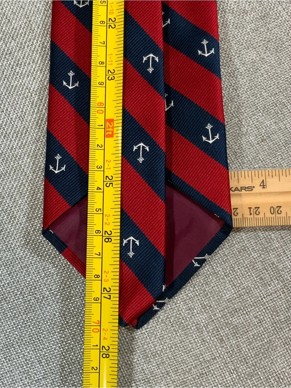 Alynn Neckwear Red Navy Repp Stripe Anchor Necktie Nautical